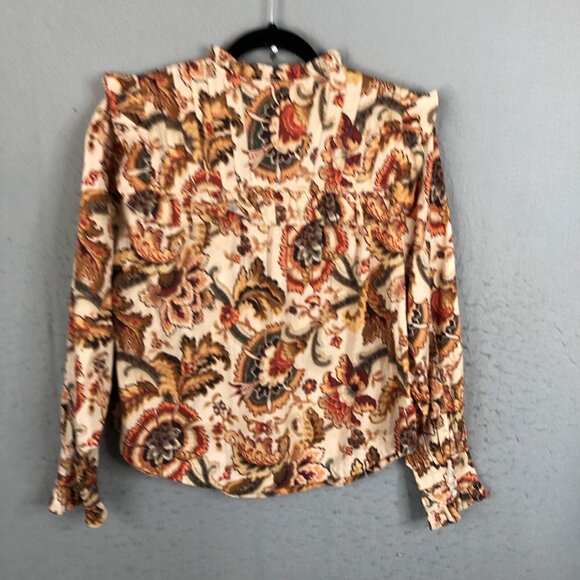 Love of the Label Anthropologie Top L  Orange Tan Fiona Floral Boho Feminine NEW - Picture 2 of 16